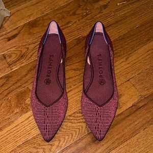 Rothy's “The Point” Pink and Plum Patterned Flats